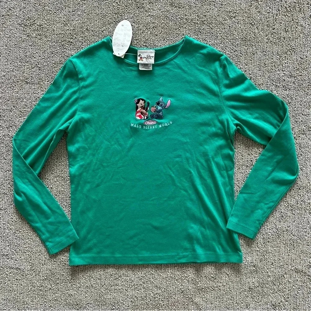 Walt Disney World – Lilo & Stitch Ohana Green Long‎ Sleeve Shirt Size Medium